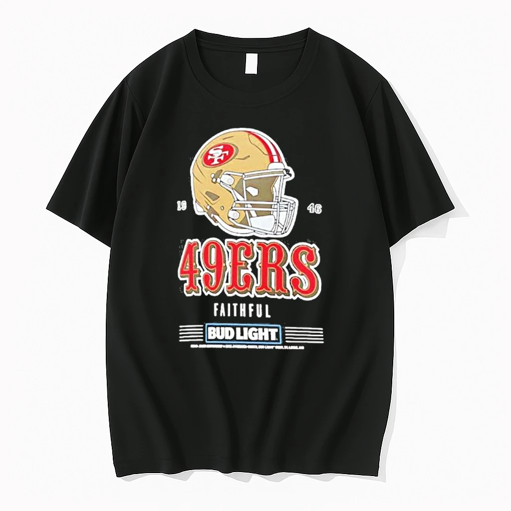 Classic Bud Light X San Francisco 49ers Faithful Helmet T Shirts