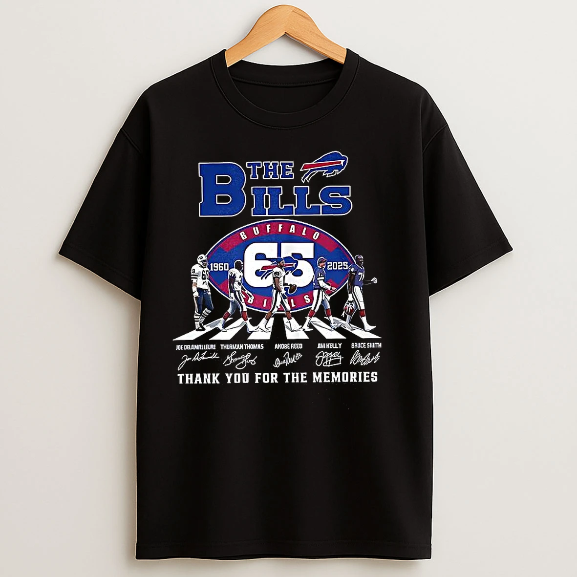 Classic Buffalo Bills 65 Seasons 1960 2025 Thank You For The Memories Cross The Walk Signature T Shirts