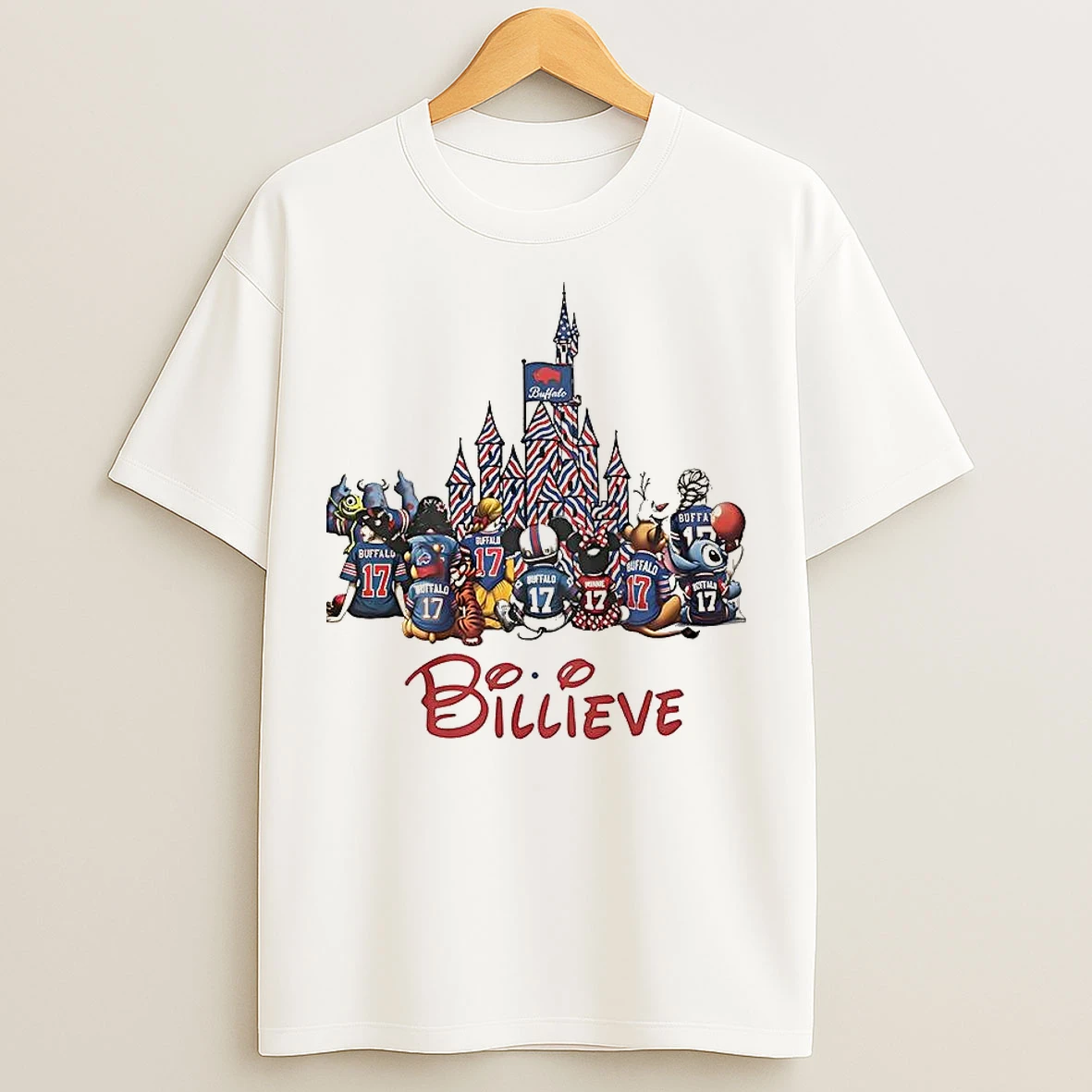 Classic Buffalo Bills Football X Disney Cartoon Characters Believe T Shirts