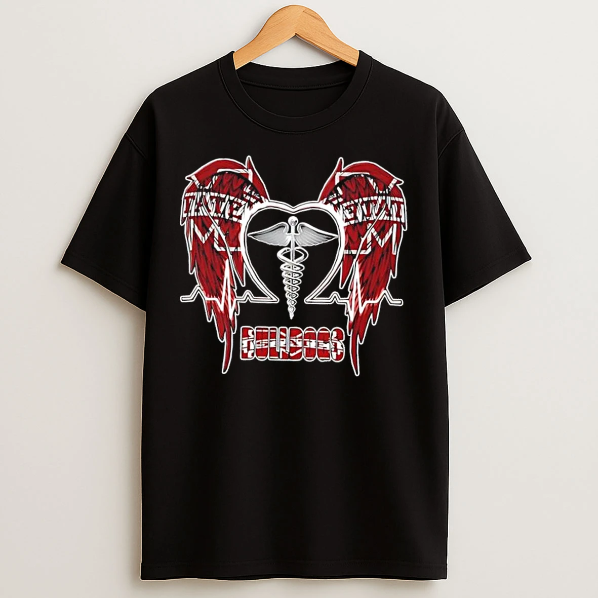 Classic Caduceus Wings Heartbeat Mississippi State Bulldogs Football T Shirts