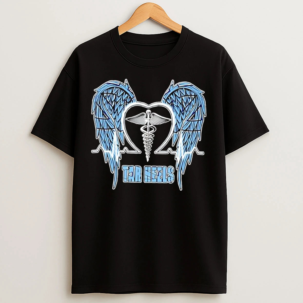 Classic Caduceus Wings Heartbeat North Carolina Tar Heels Football T Shirts