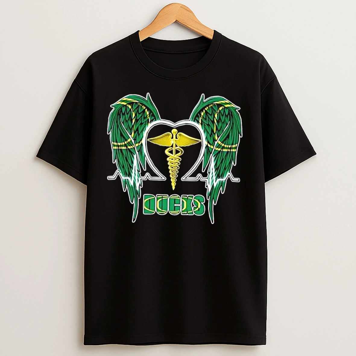 Classic Caduceus Wings Heartbeat Oregon Ducks Football T Shirts
