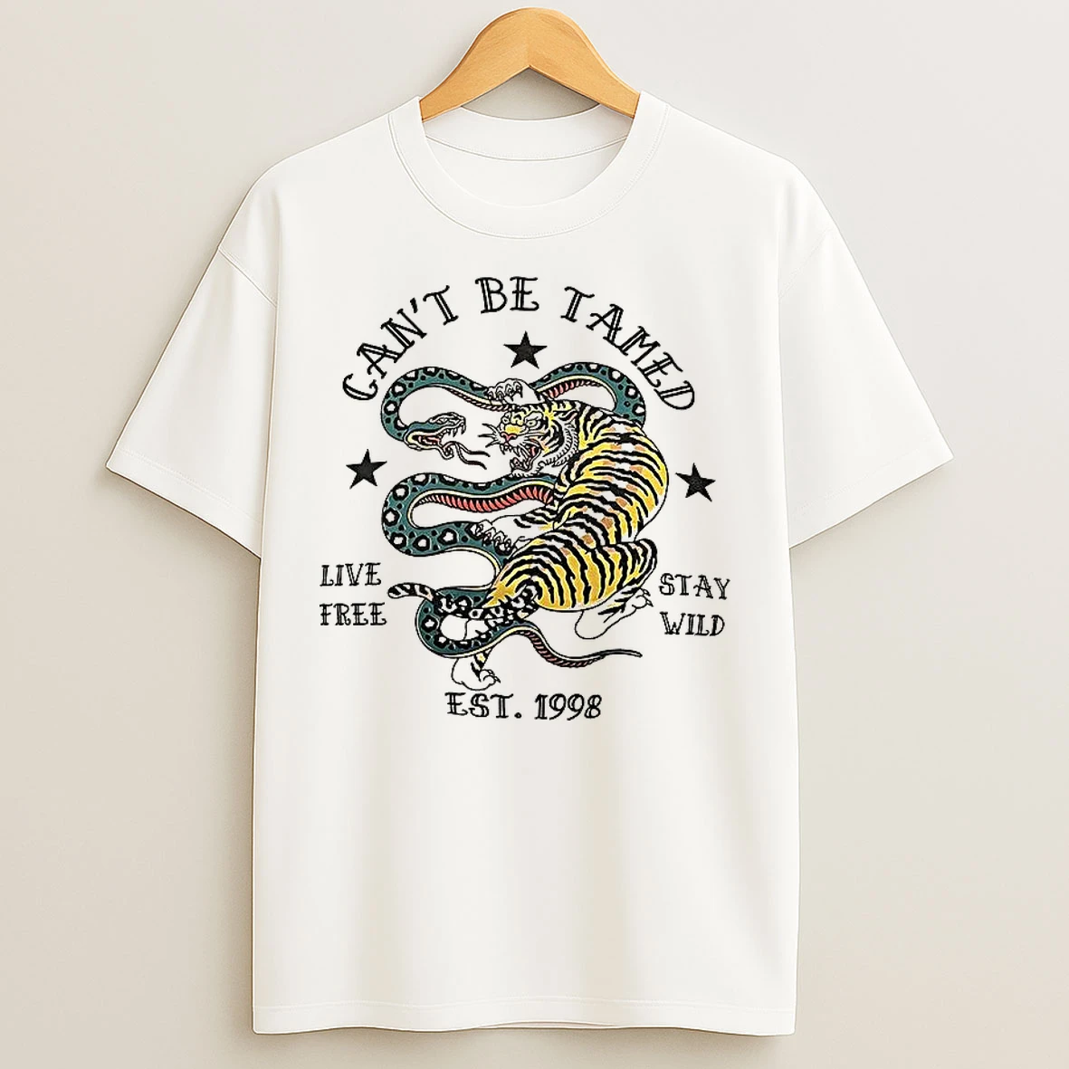 Classic Cant Be Tamed Live Free Stay Wild Est 1998 T Shirts