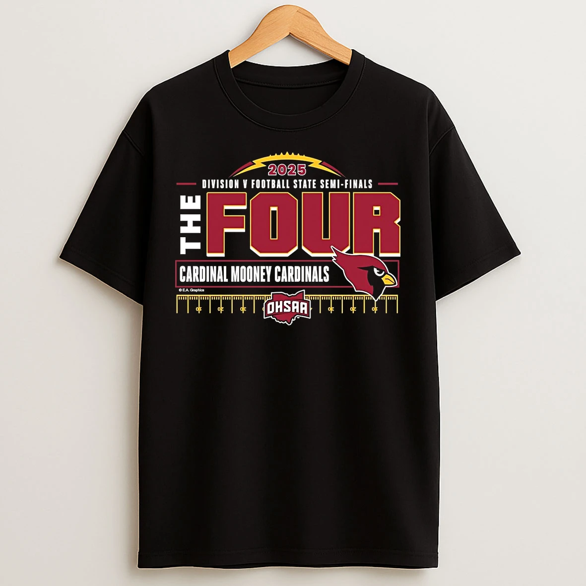 Classic Cardinal Mooney Cardinals The Four 2025 Division 5 Football State Semifinals T Shirts