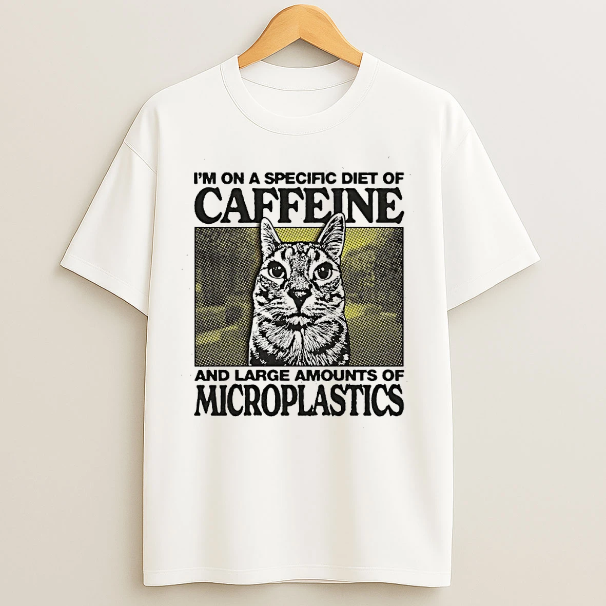 Classic Cat Im On Specific Diet Of Caffeine T Shirts