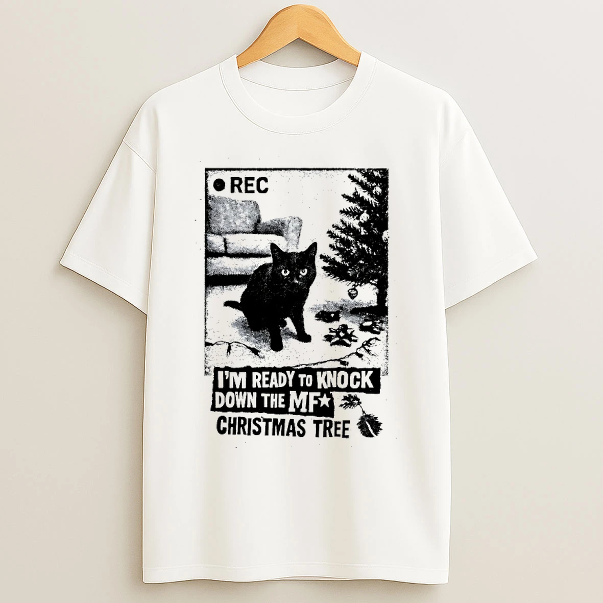 Classic Cat Im Ready To Knock Down The Mf Christmas Tree T Shirts