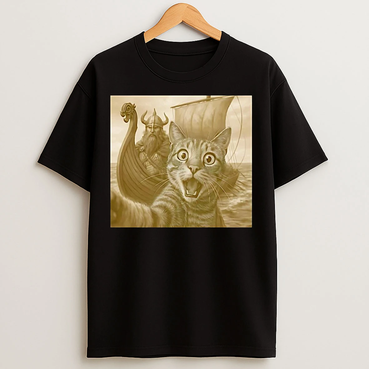 Classic Cat Selfie With Viking T Shirts