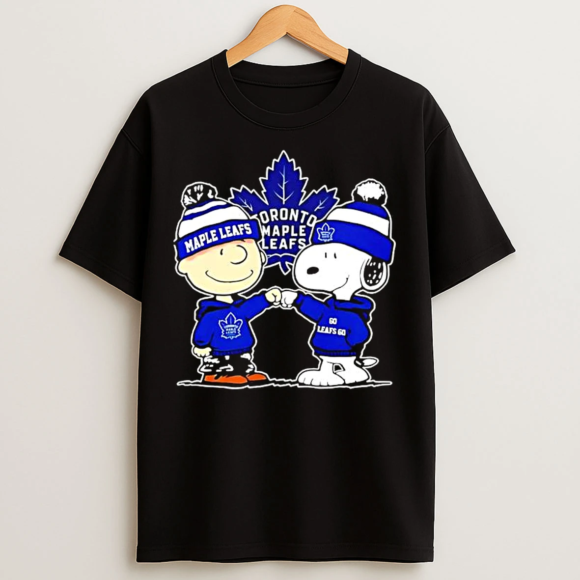 Classic Charlie Brown And Snoopy Toronto Maple Leafs Go Leafs Go Fist Bump T Shirts