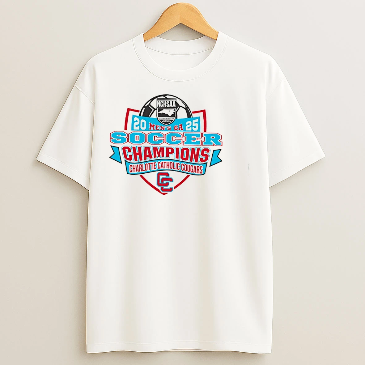 Classic Charlotte Catholic Cougars 2025 Nchsaa Soccer Division 6a Champions T Shirts