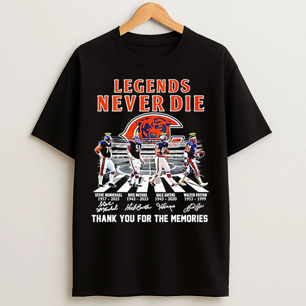 Classic Chicago Bears Legends Never Die Thank You For The Memories Abbey Road T Shirts