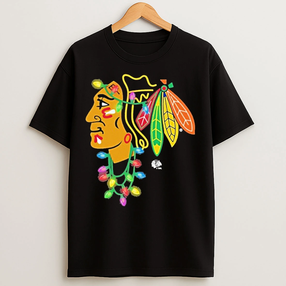 Classic Chicago Blackhawks Logo Lights Christmas T Shirts