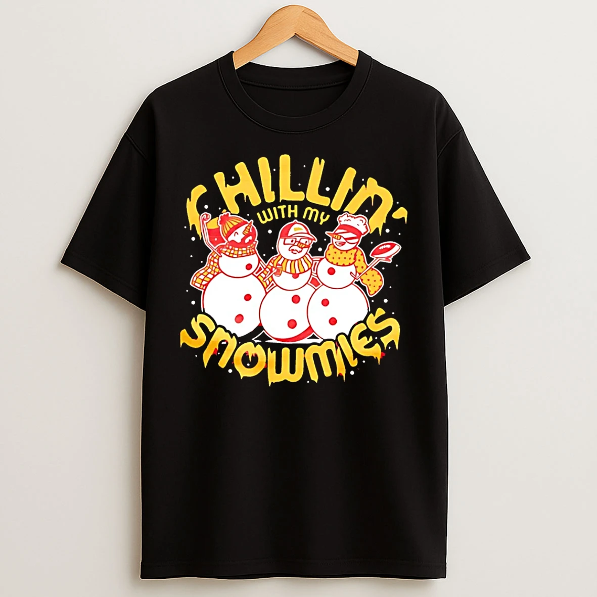 Classic Chillin With My Snowmies Kansas City Chiefs Christmas T Shirts