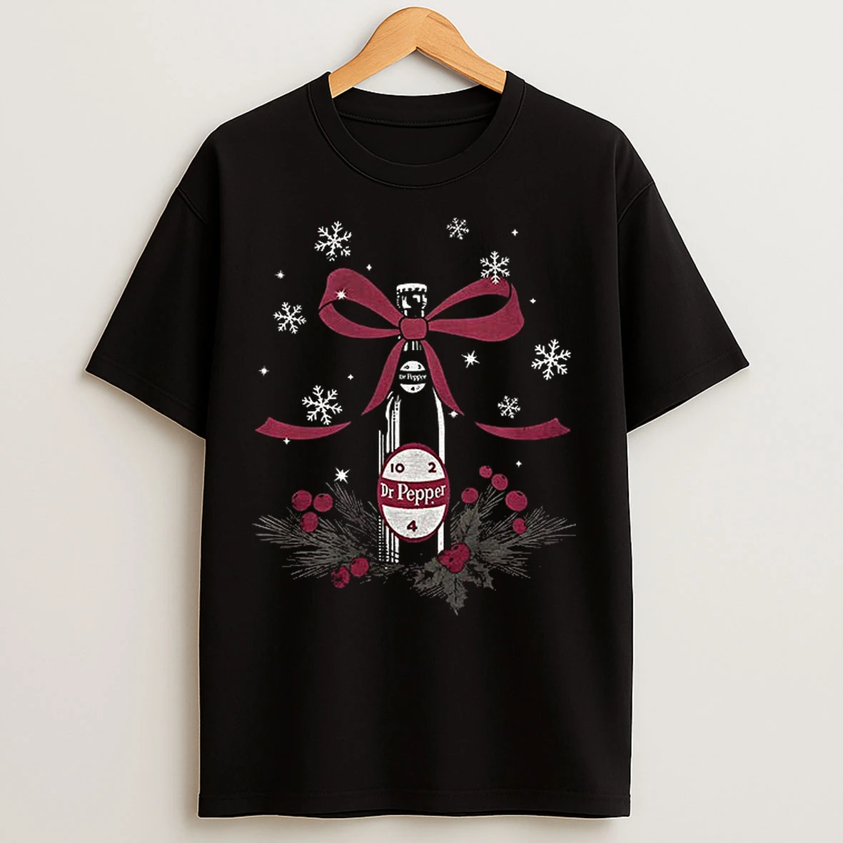 Classic Christmas Dr Pepper Bow Fleece T Shirts