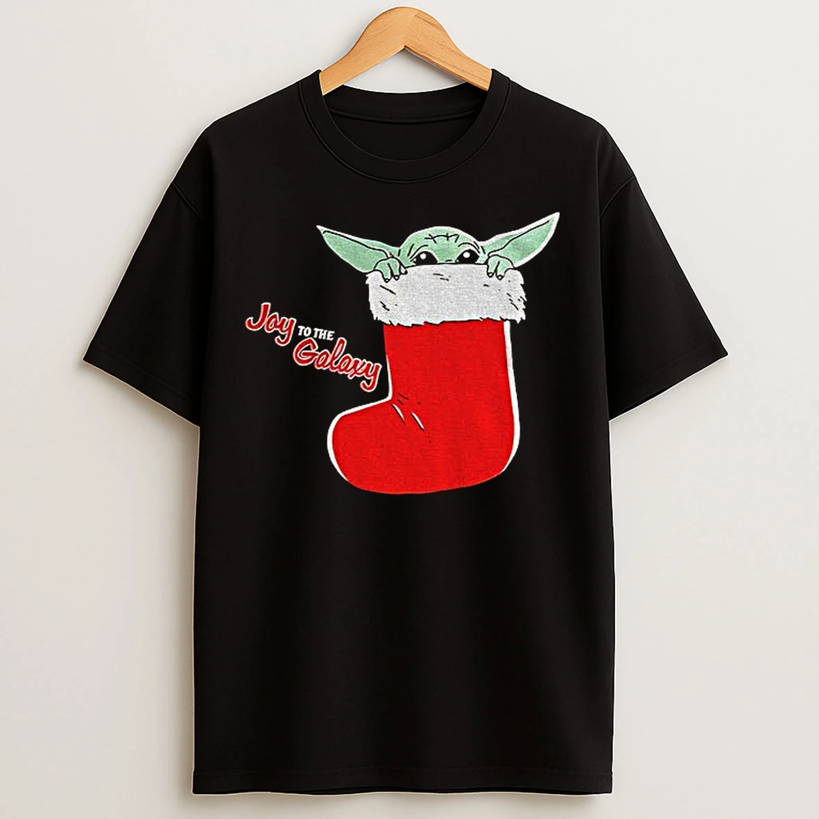 Classic Christmas Star Wars The Mandalorian Baby Yoda In Stock Joy To The Galaxy T Shirts
