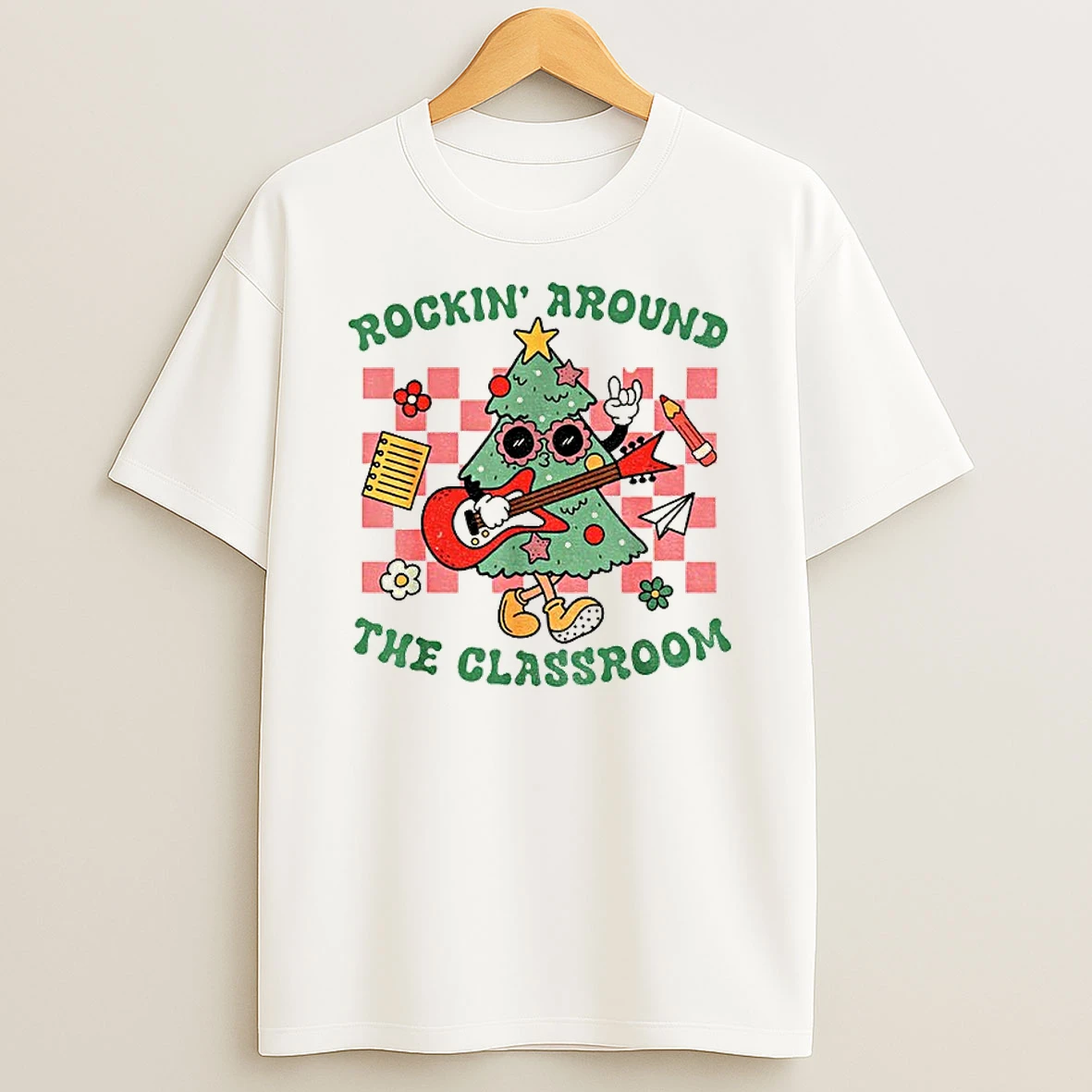 Classic Christmas Teacher Rockin Around The Classroom T Shirts
