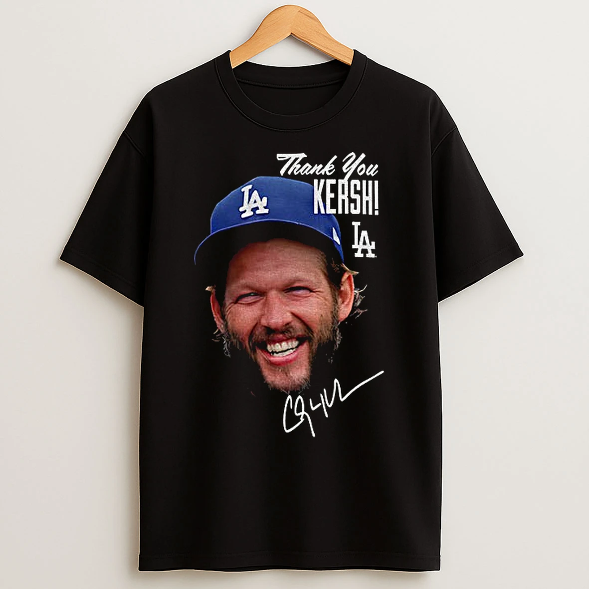 Classic Clayton Kershaw Los Angeles Dodgers New Era Retirement Photo Thank You Kershi Signature T Shirts