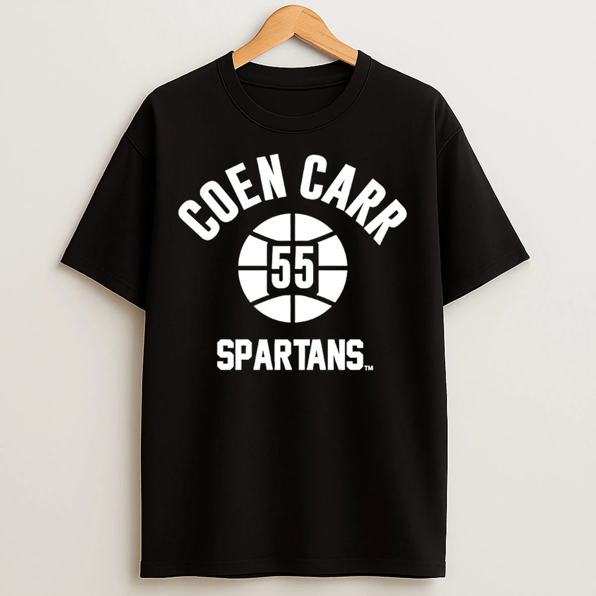 Classic Coen Carr 55 Michigan State Spartans Basketball Name Number Ball T Shirts