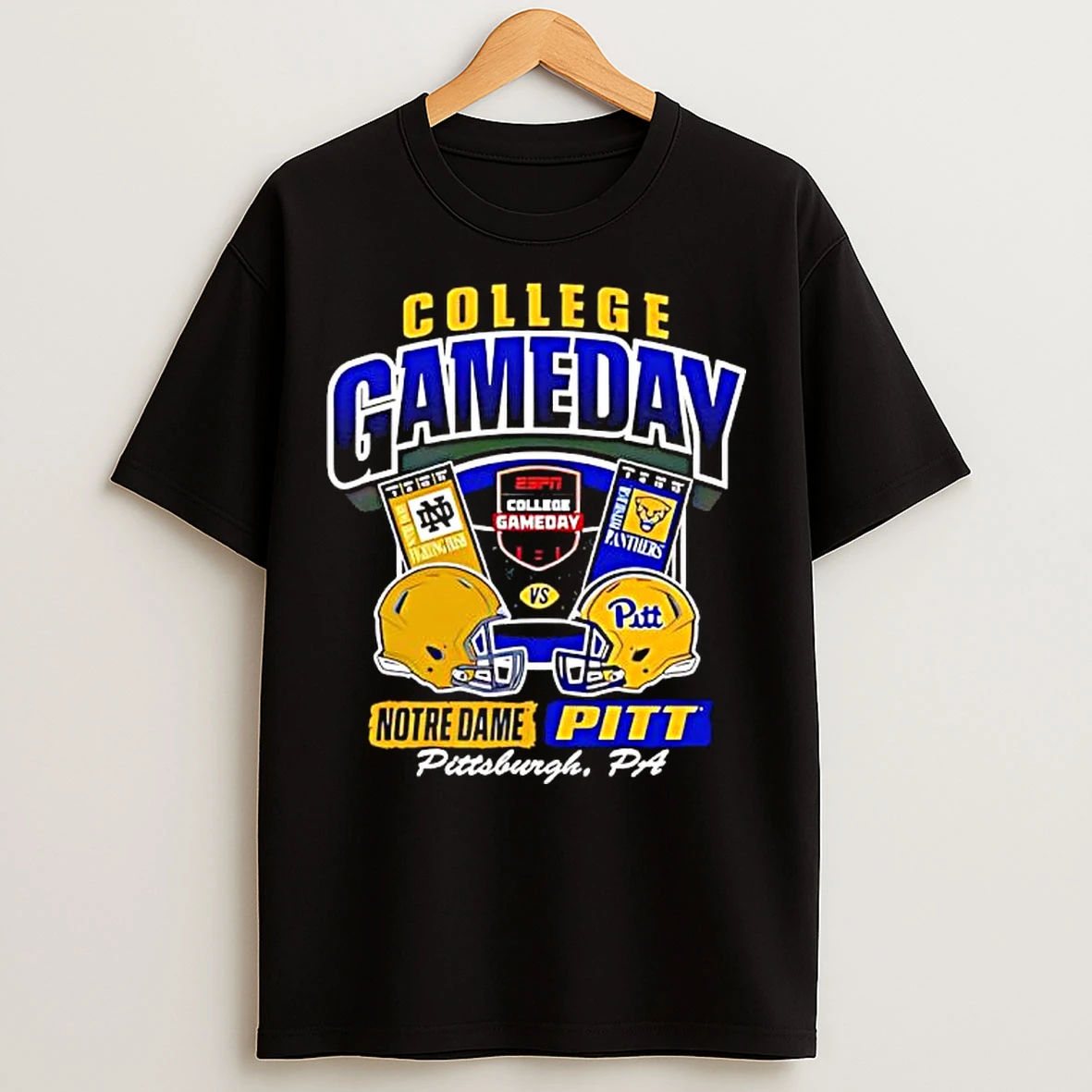 Classic College Gameday Notre Dame Vs Pitt Panthers Ticket Crew T Shirts