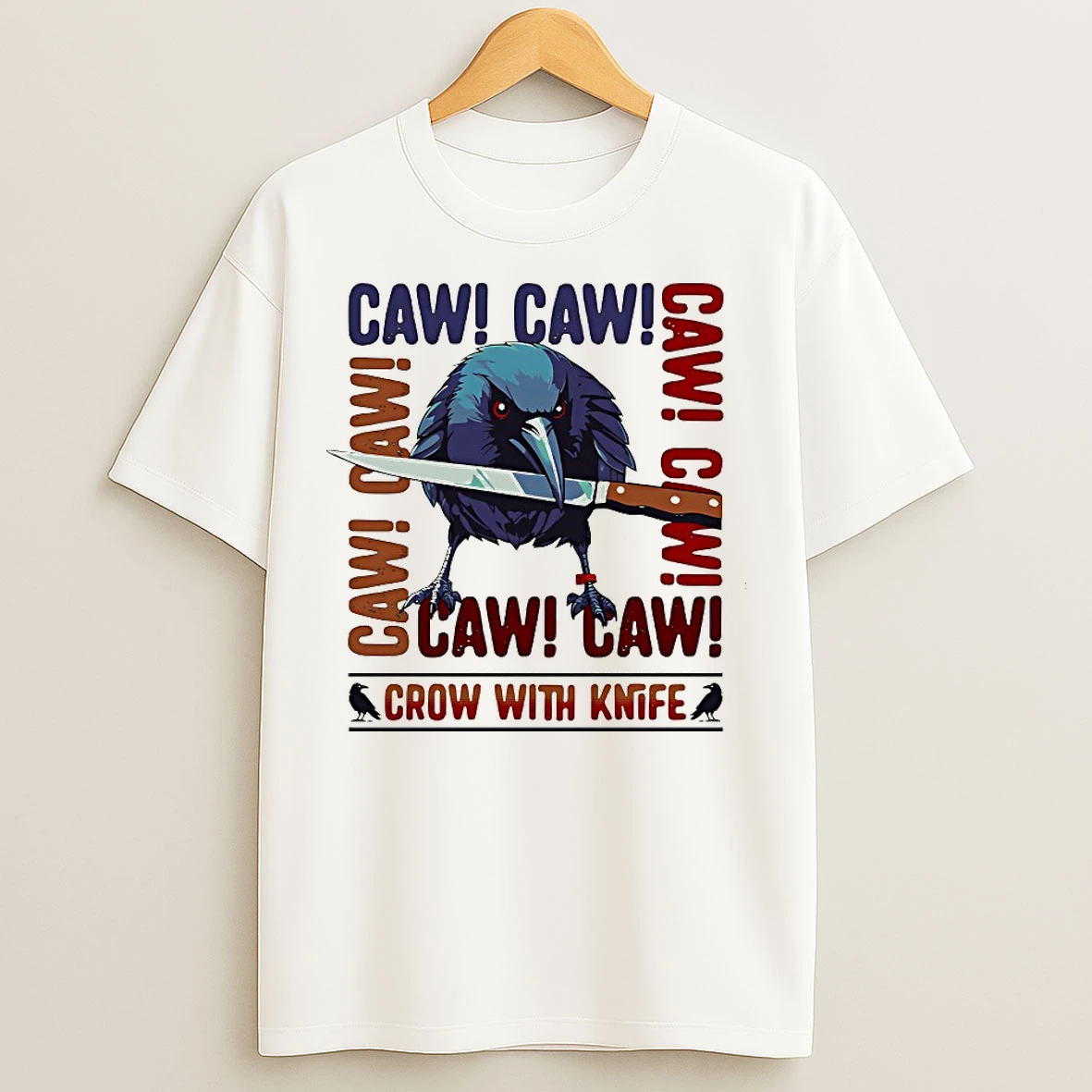 Classic Crow With Knife Caw T Shirts
