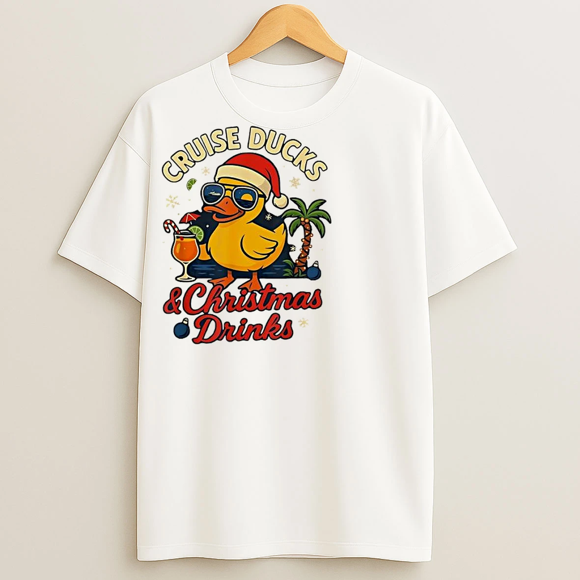 Classic Cruise Ducks And Christmas Drinks T Shirts