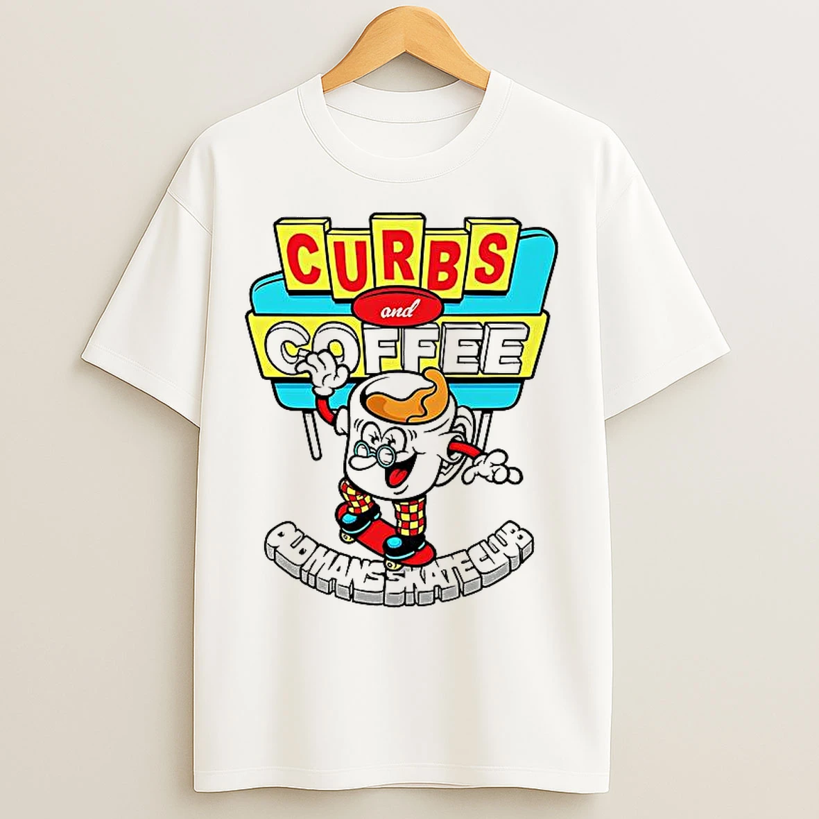 Classic Curbs And Coffee Old Man Skate Club T Shirts