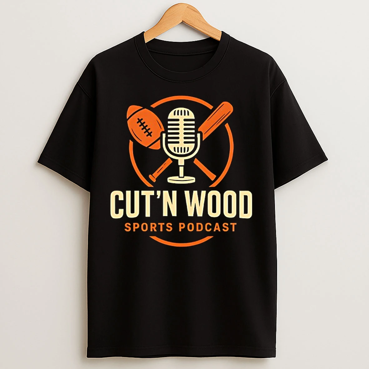 Classic Cutn Wood Sports Podcast Micro Football And Baseball Bat T Shirts