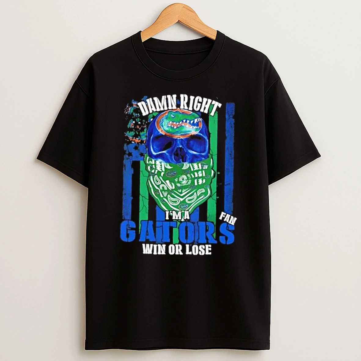 Classic Damn Right Im A Florida Gators Fan Win Or Lose Us Flag T Shirts