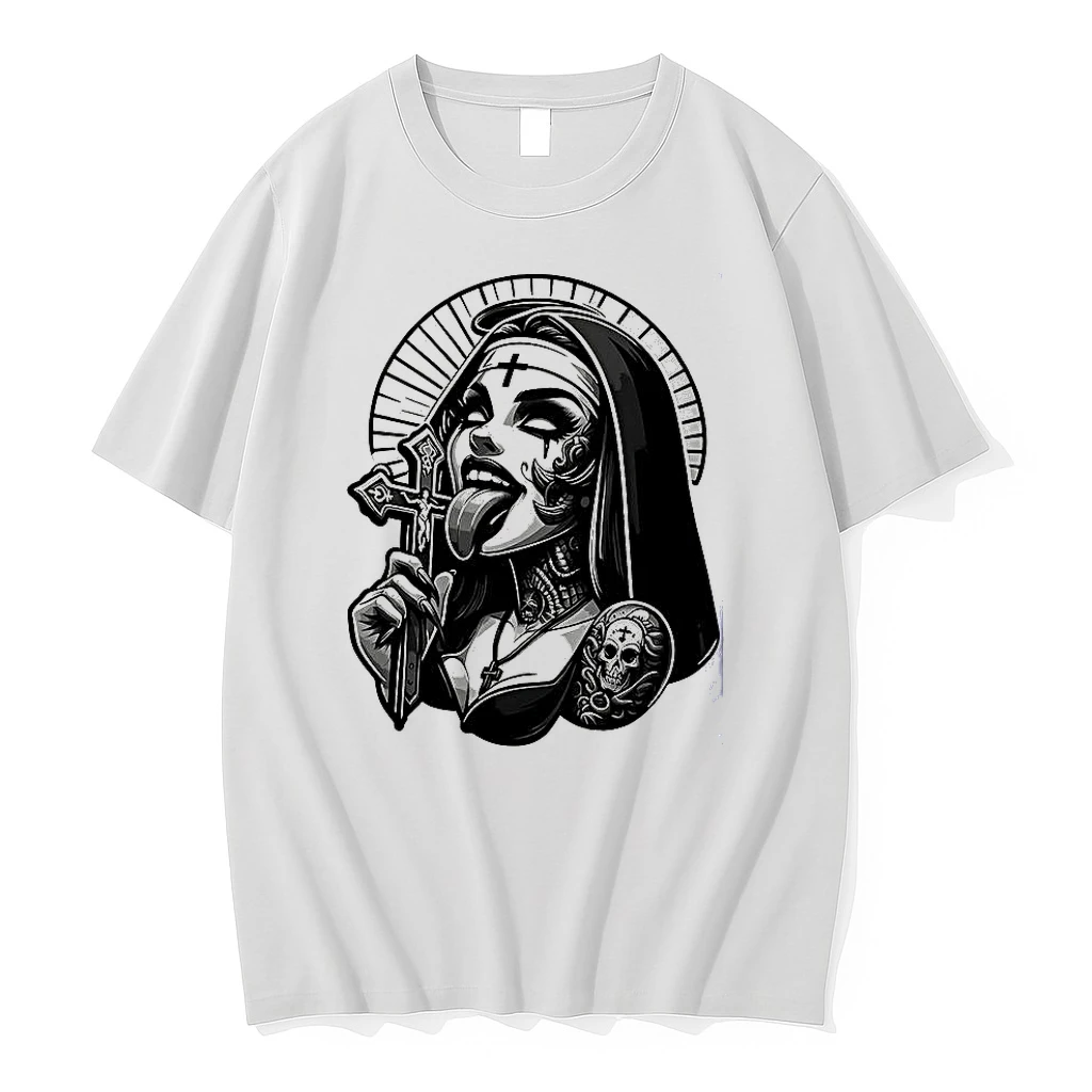 Classic Dark Evil Nun Licking The Cross T Shirts
