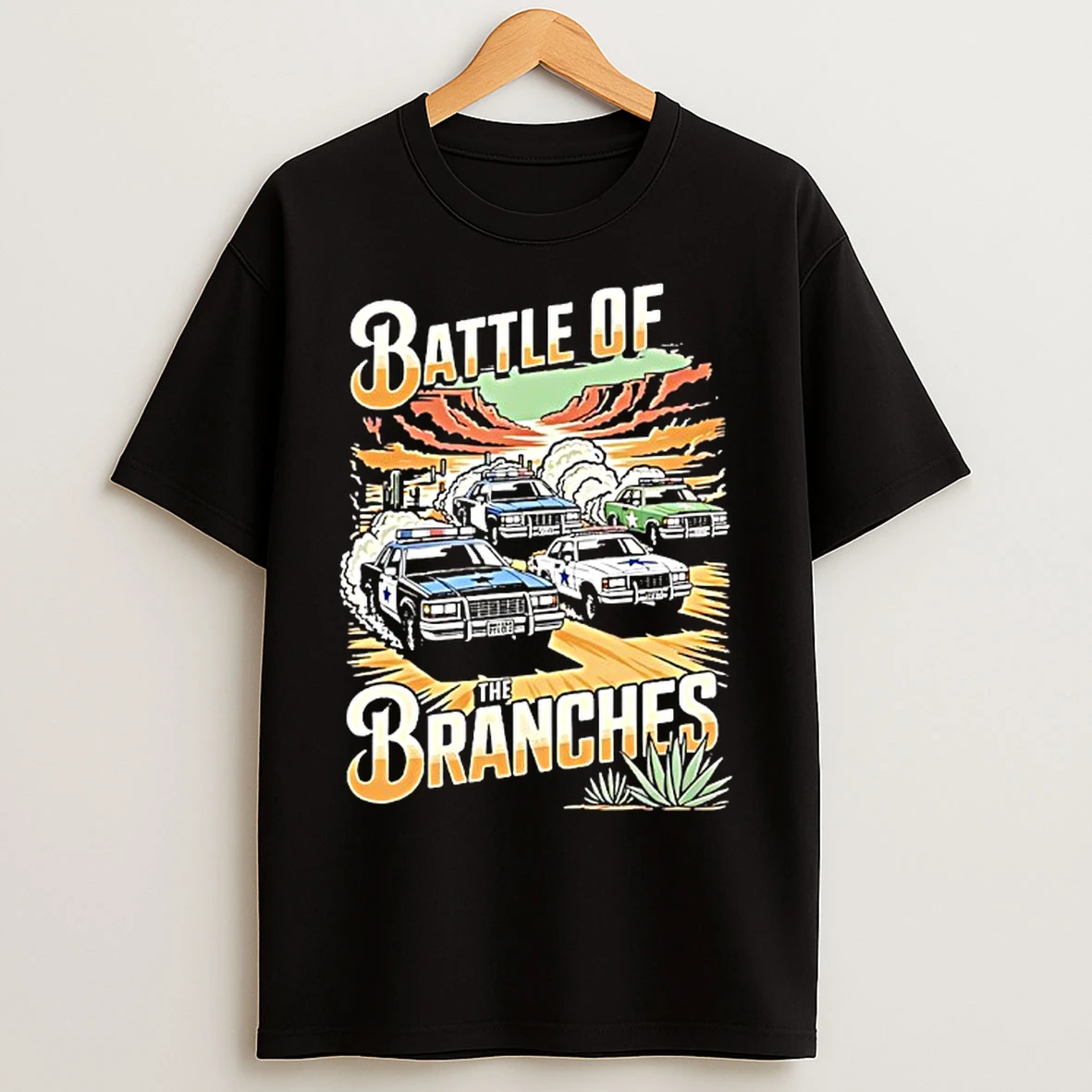 Classic Desert Race Battle Of The Branches Police Car Vintage T Shirts