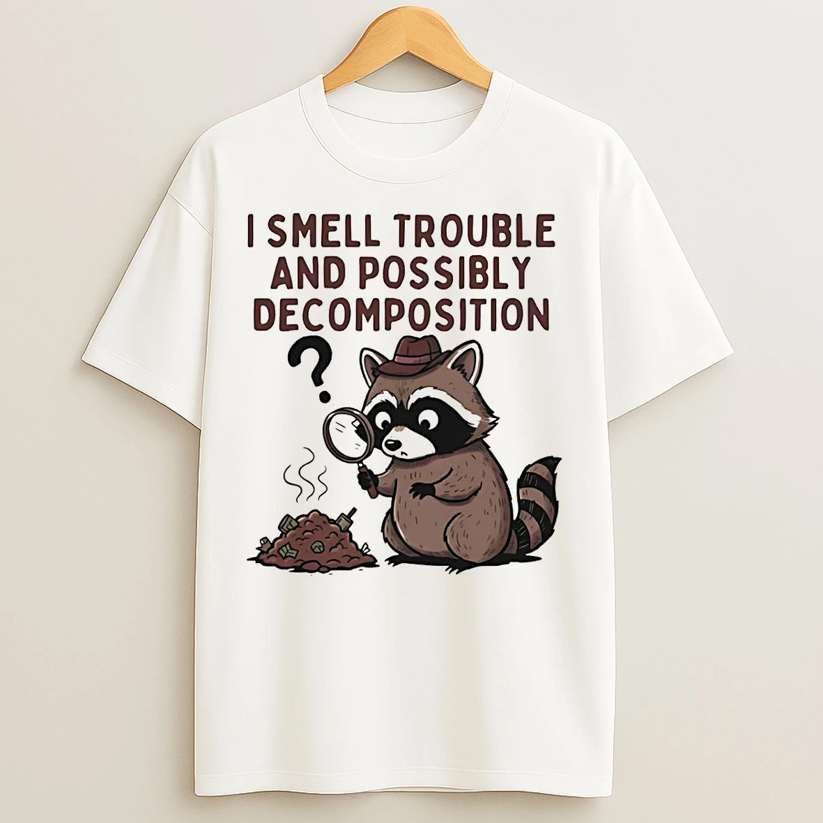 Classic Detective Raccoon I Smell Trouble And Possibly Decomposition T Shirts
