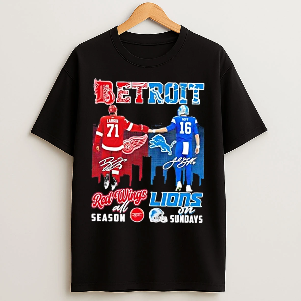 Classic Detroit City Sports Larkin Red Wings All Season X Goff Lions On Sundays Skyline T Shirts
