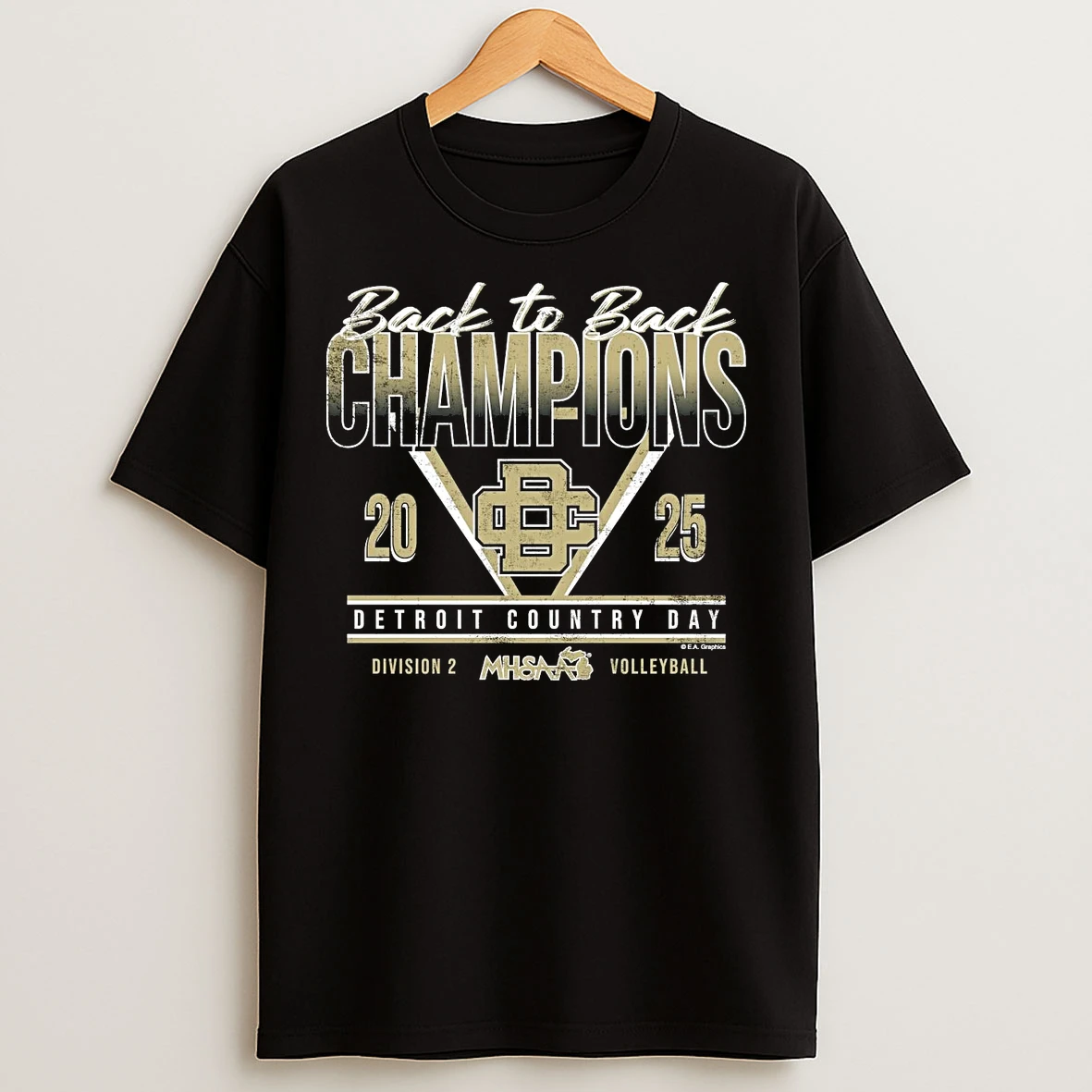Classic Detroit Country Day 2025 Volleyball D2 Back To Back Champions T Shirts