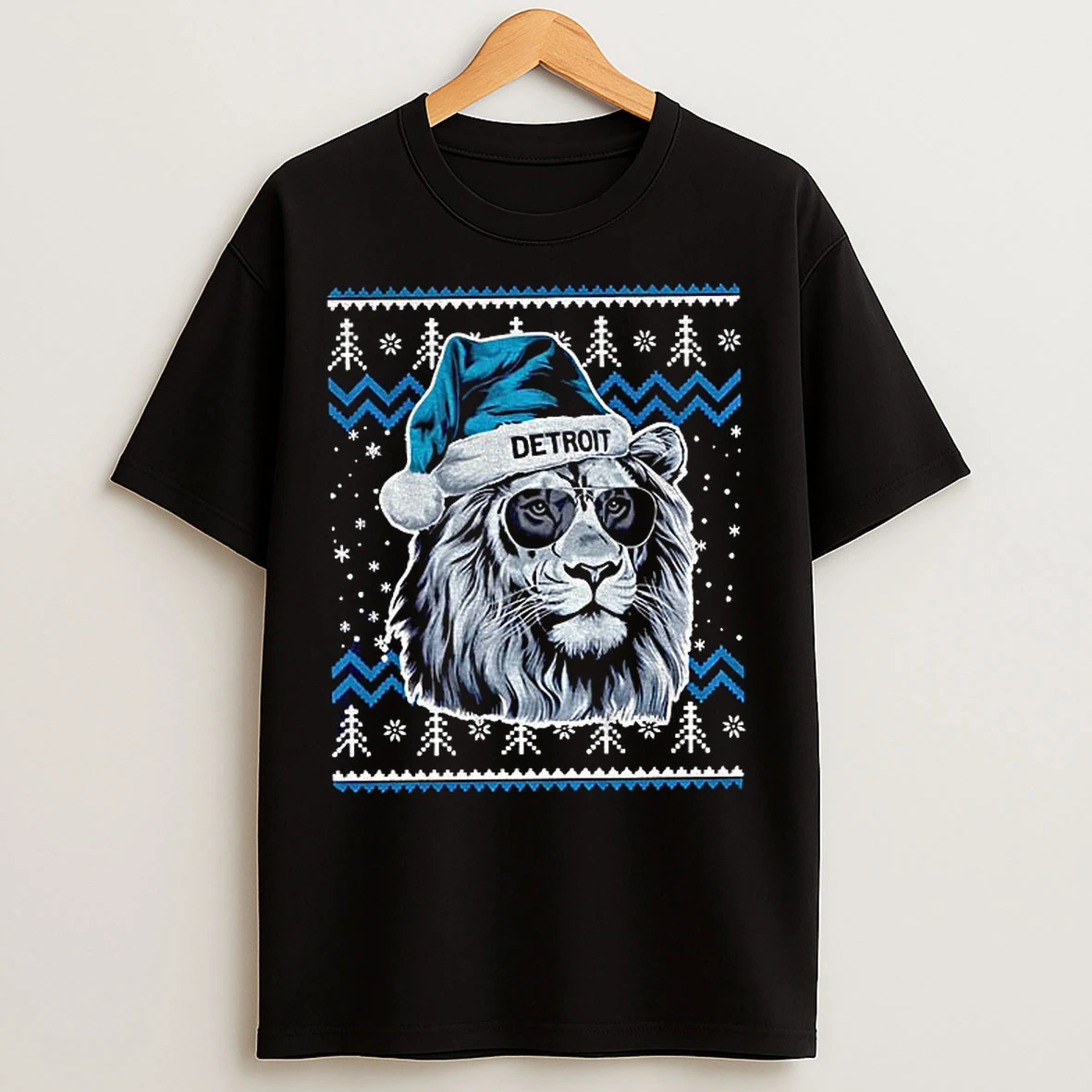 Classic Detroit Football Mascot Ugly Pattern Vintage Christmas T Shirts