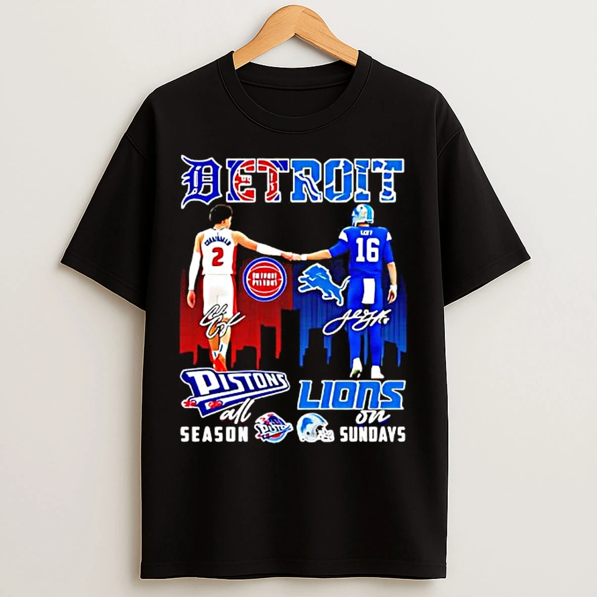 Classic Detroit Sports Teams Pistons All Season Lions On Sundays Signatures T Shirts