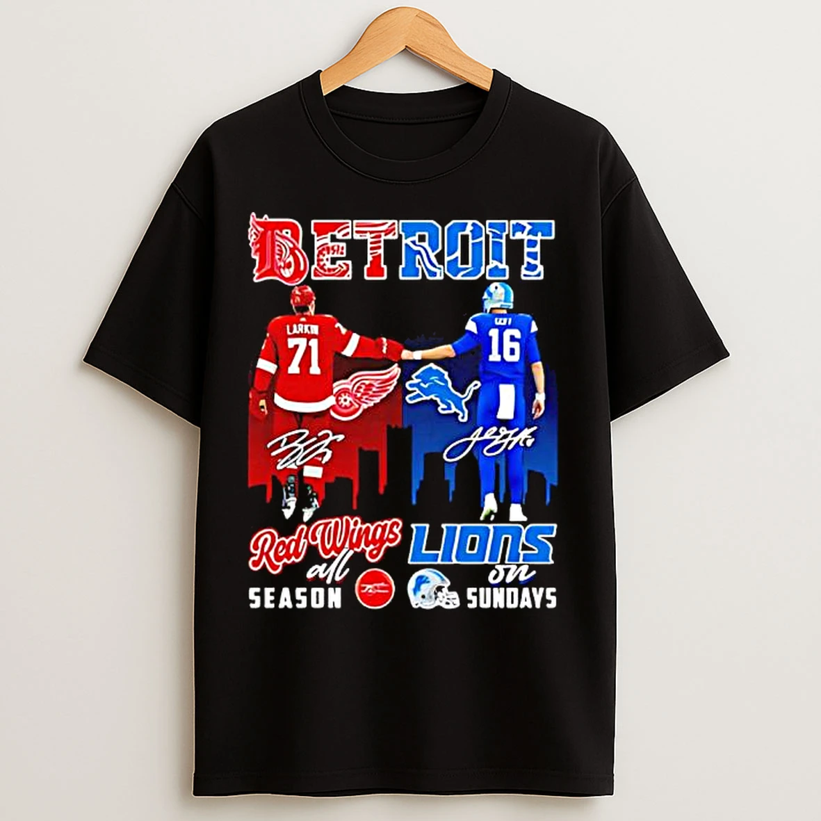 Classic Detroit Sports Teams Red Wings All Season Lions On Sundays Signatures T Shirts