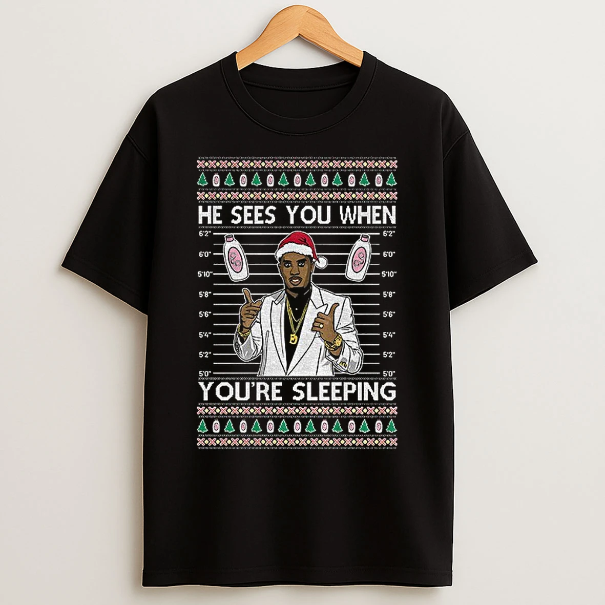 Classic Diddy Sees You When Youre Sleeping Ugly Christmas 2025 T Shirts