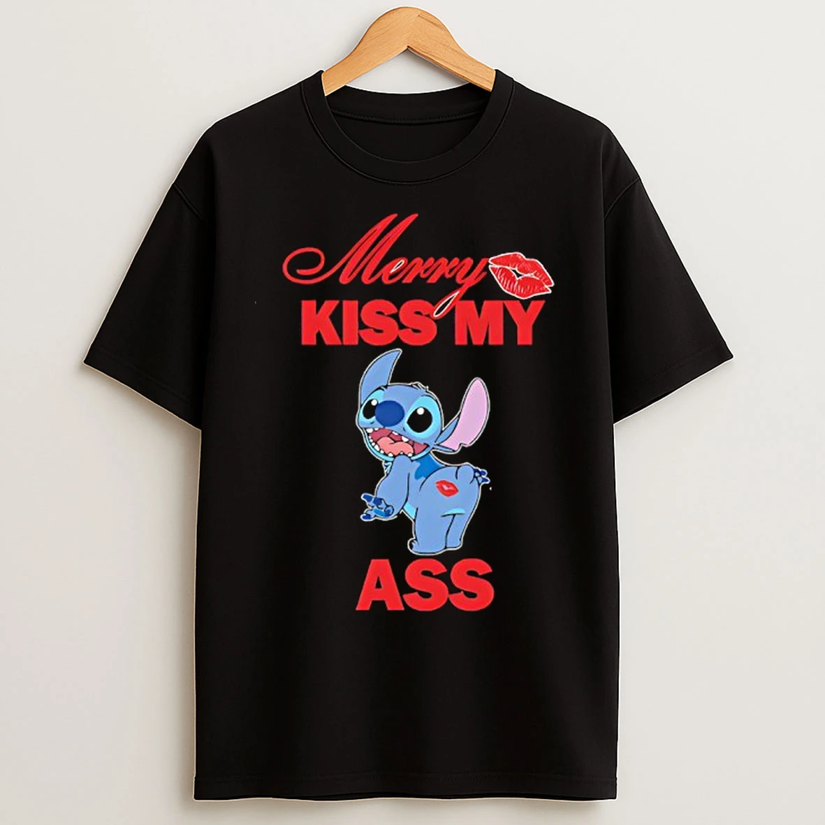 Classic Disney Stitch Christmas Xmas Merry Kiss My Ass T Shirts