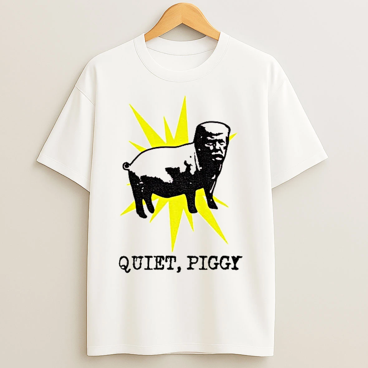 Classic Donald Trump Quiet Piggy Epstein Files Political Funny Art T Shirts