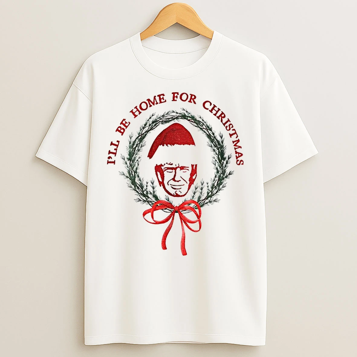 Classic Donald Trump Big Head Santa Hat Ill Be Home For Christmas T Shirts