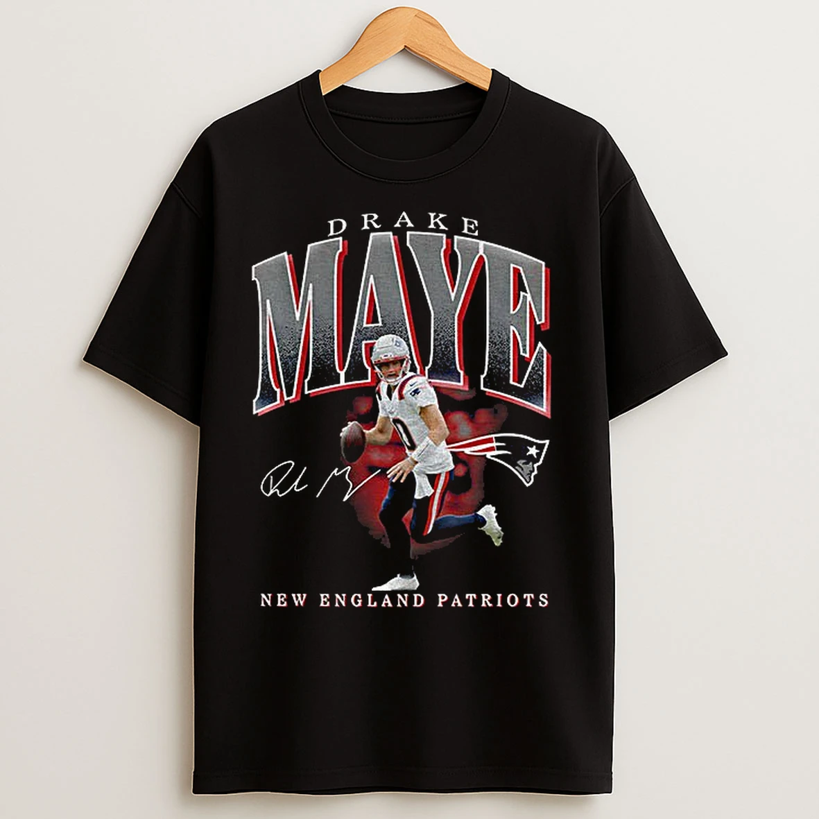 Classic Drake Maye 10 New England Patriots Nfl Football Signature Game Day T Shirts