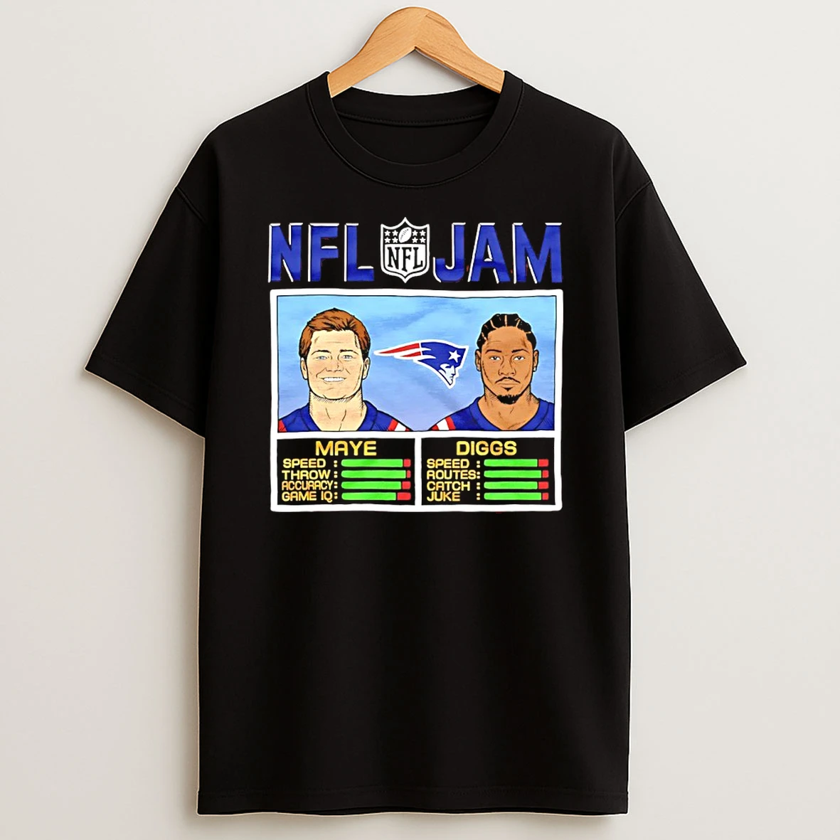 Classic Drake Maye And Stefon Diggs Nfl Jam New England Patriots T Shirts