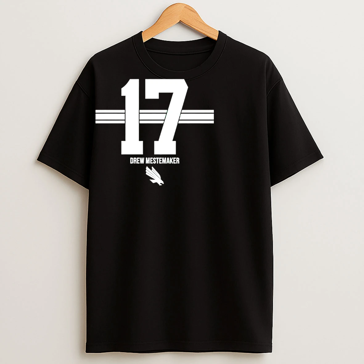 Classic Drew Mestemaker 17 North Texas Football Stripe Number And Name T Shirts