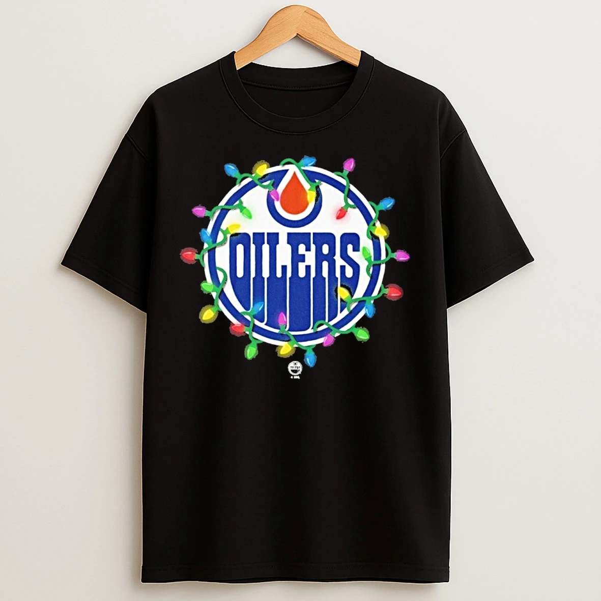 Classic Edmonton Oilers Logo Lights Christmas T Shirts