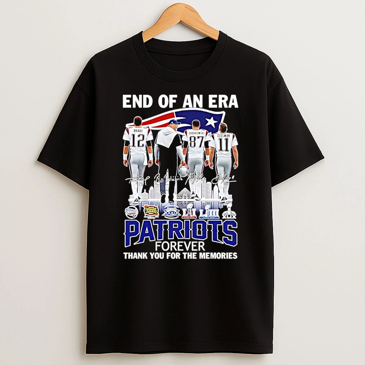 Classic End Of An Era New England Patriots Forever Thank You For The Memories Signatures T Shirts