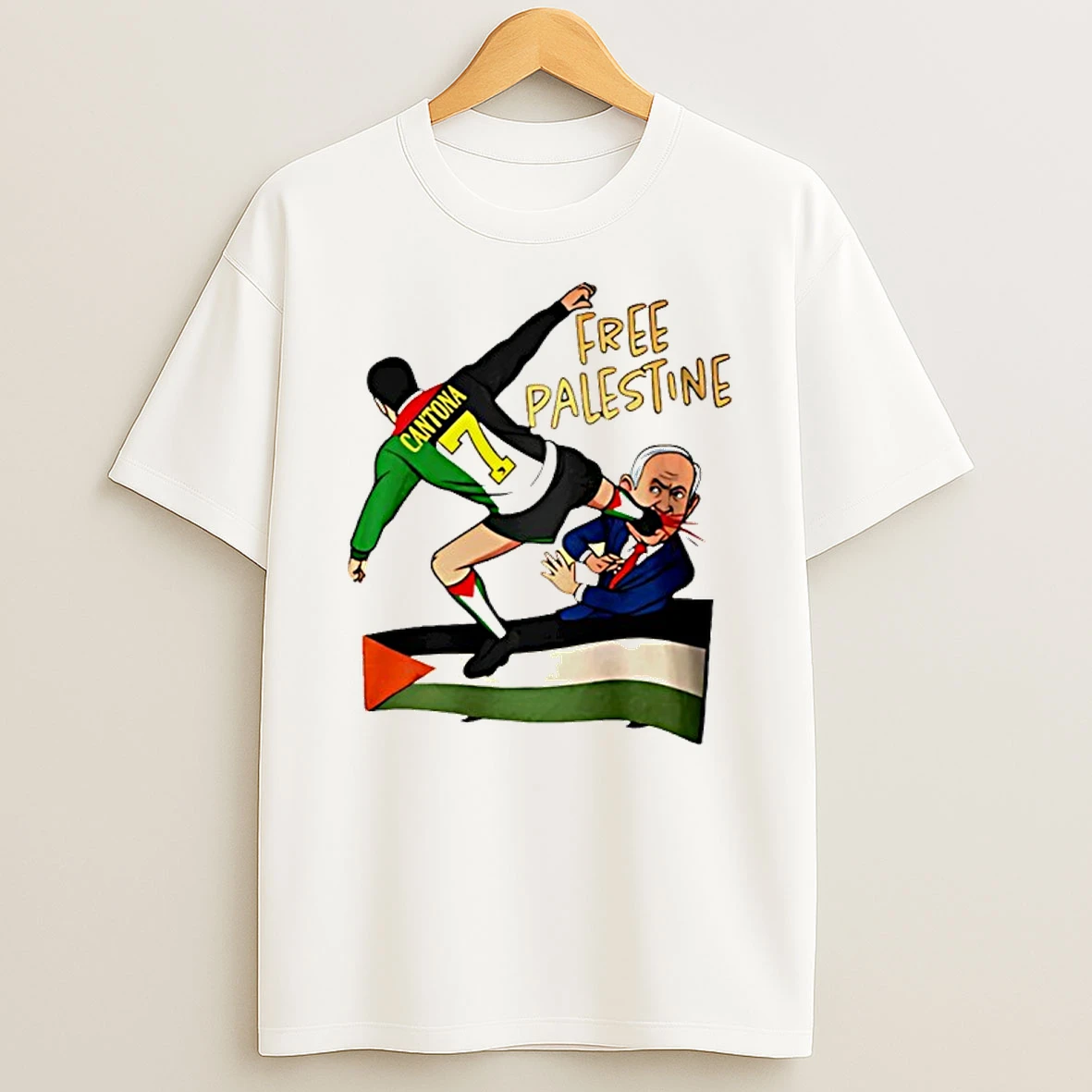 Classic Eric Cantona Give Netanyahu Free Palestine T Shirts