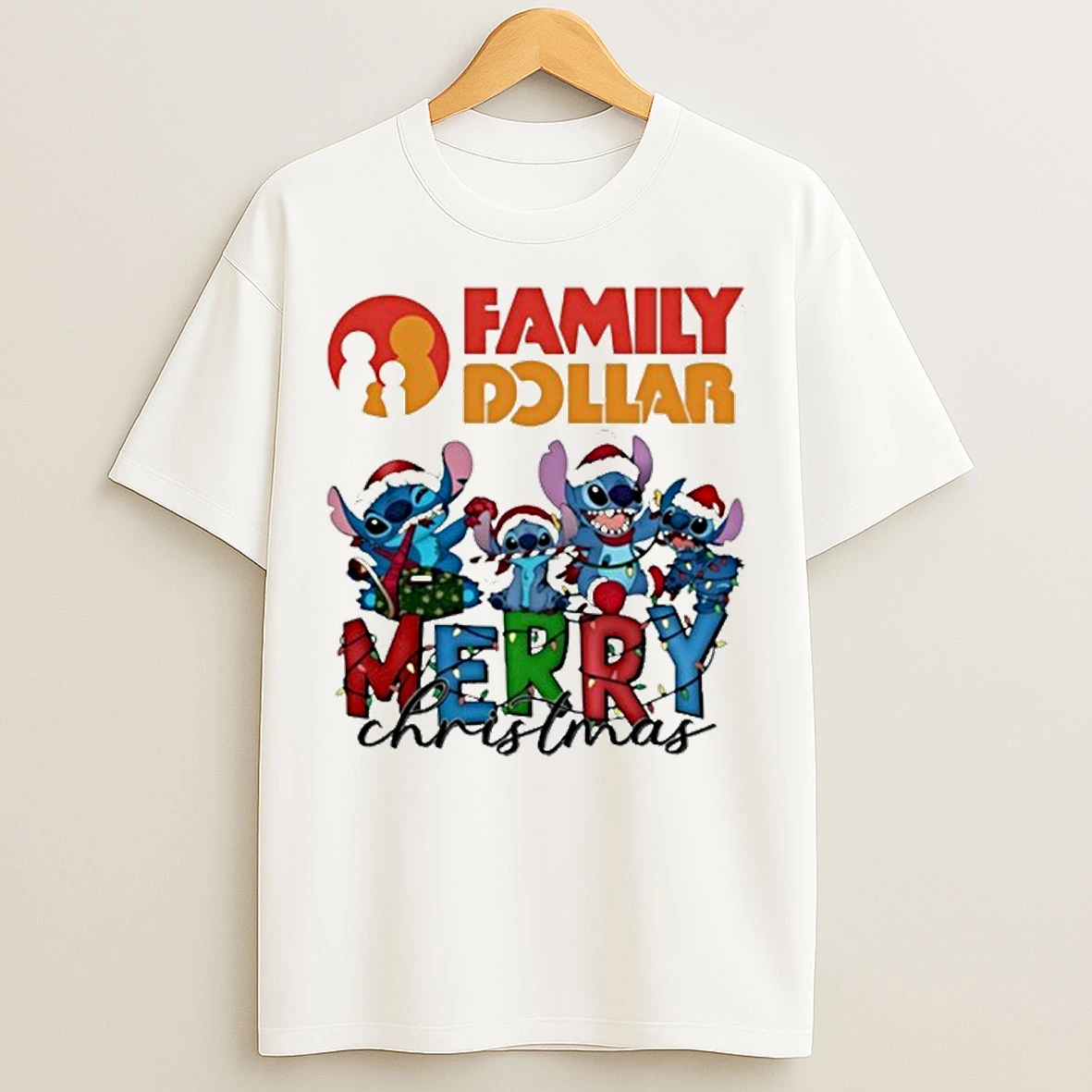 Classic Family Dollar Merry Christmas Stitch T Shirts