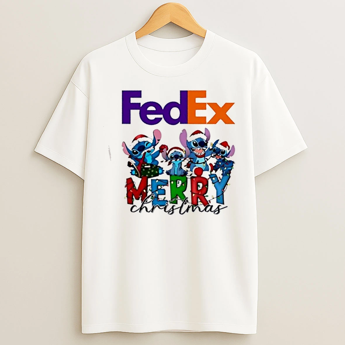 Classic Fedex X Stitch Santa Hat Merry Christmas T Shirts