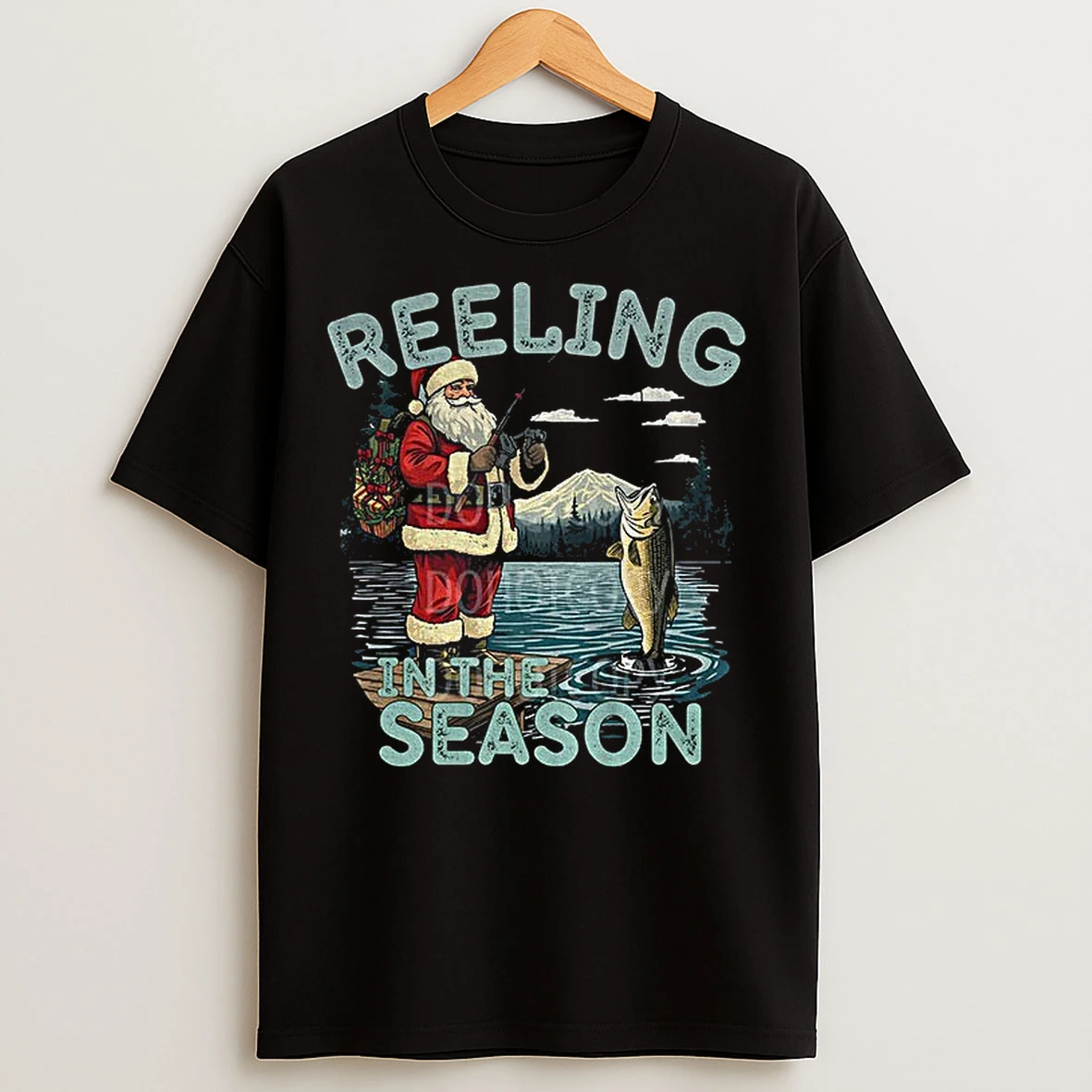 Classic Fishing Santa Claus Reeling In The Season Merry Christmas T Shirts