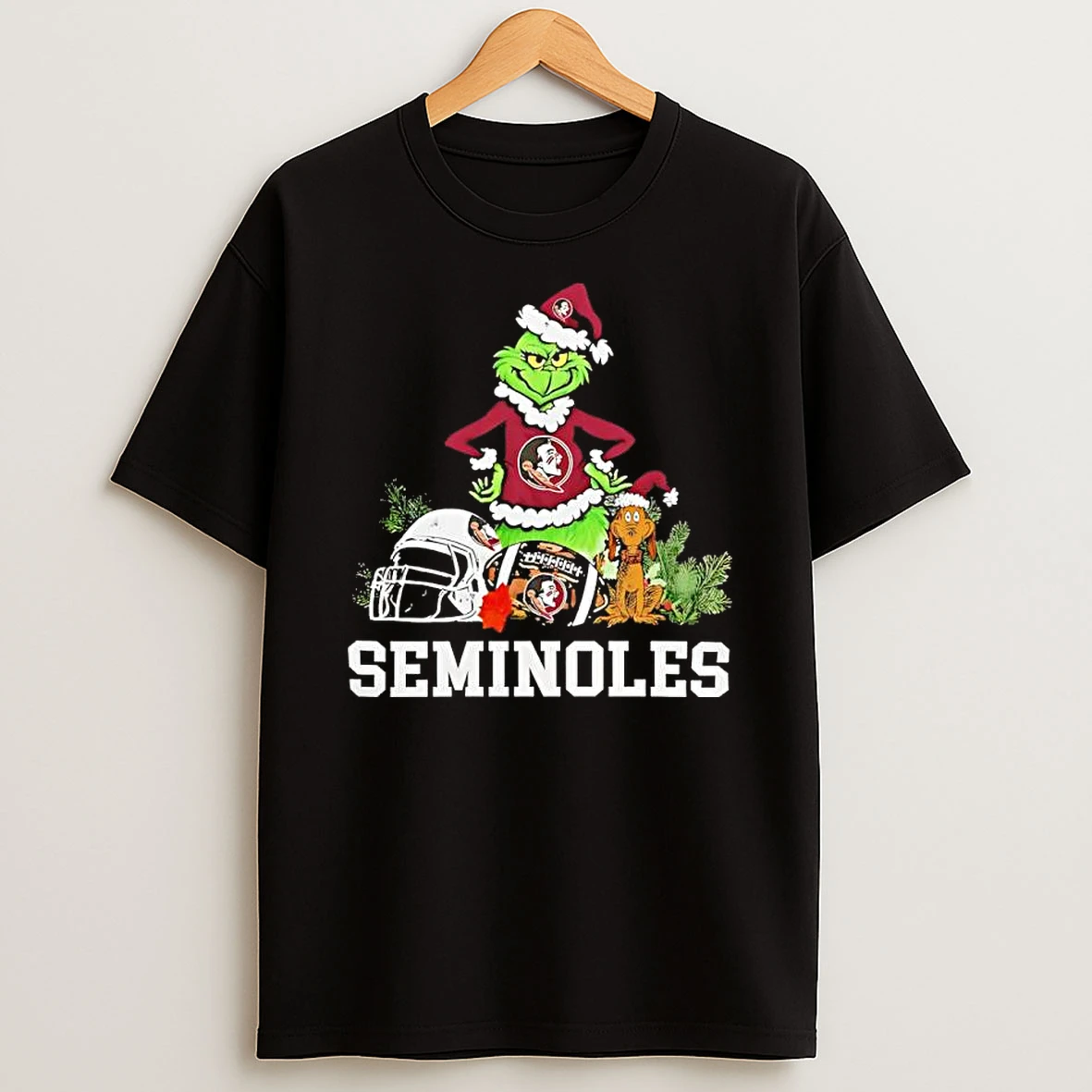 Classic Florida State Seminoles The Grinch And Max Helmet Christmas 2025 T Shirts