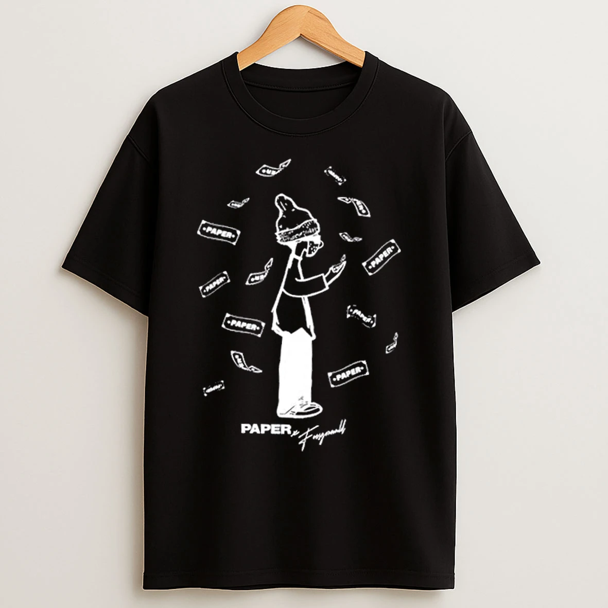 Classic Foos Get Paper Black T Shirts